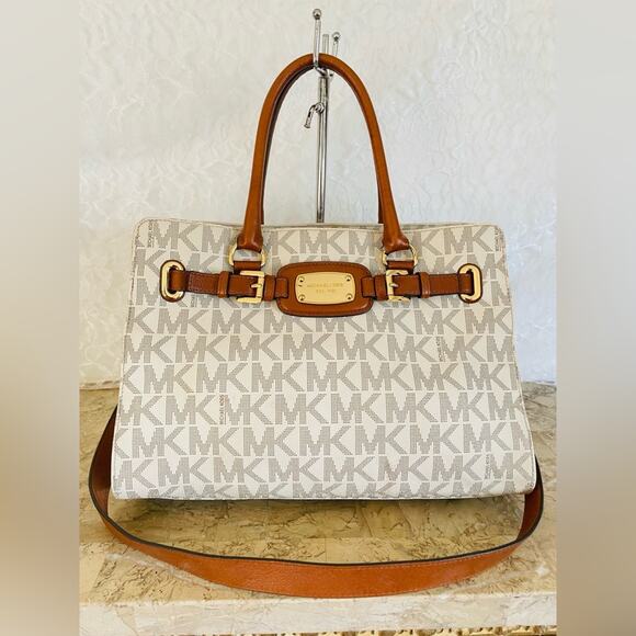 MICHAEL KORS Hamilton vanilla crossgrain leather satchel shoulder bag - Picture 8 of 9